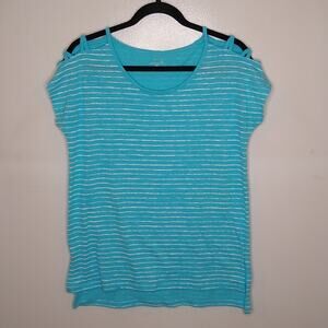 Exertek women's size small lite blue striped T-shirt.